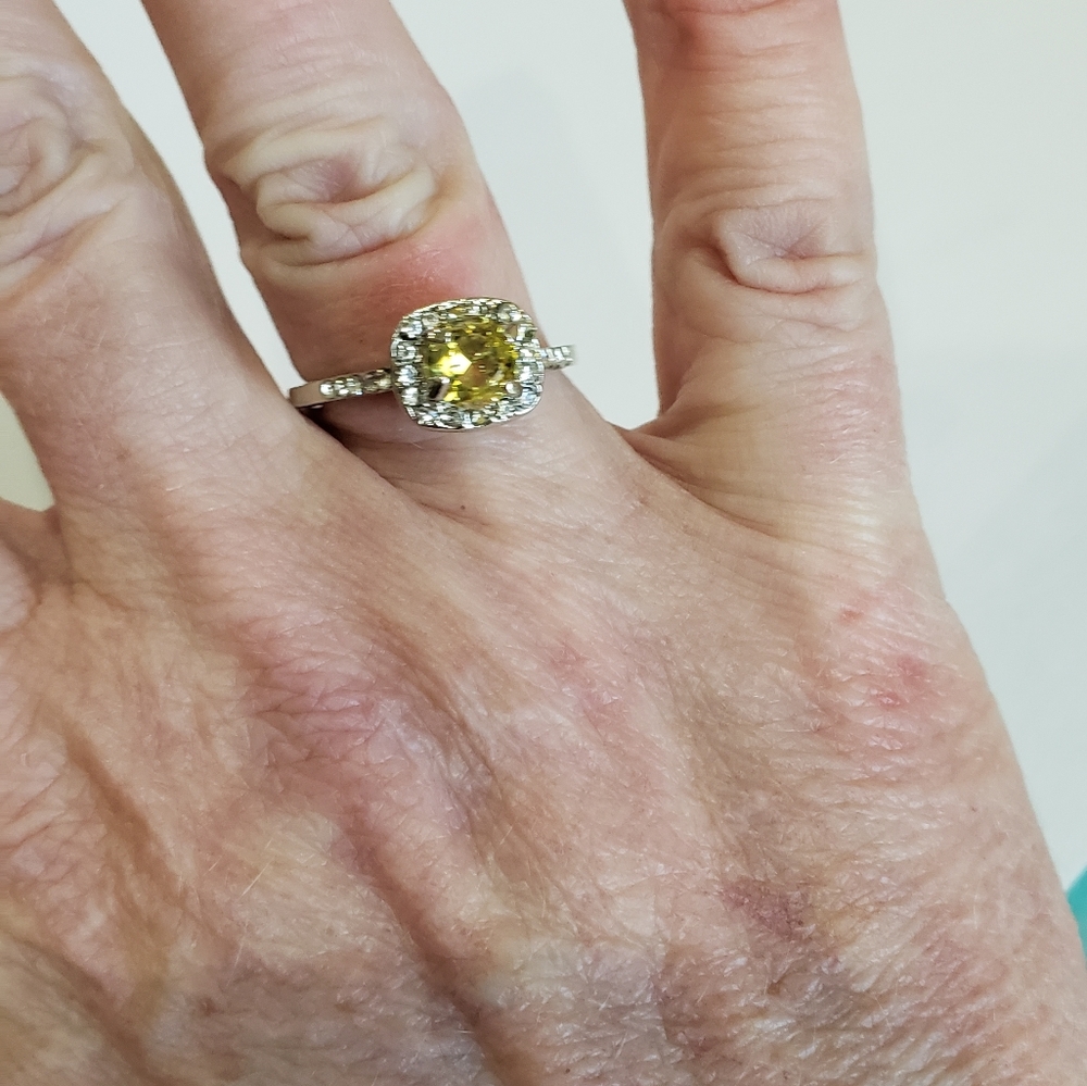 Citrine gemstone, CZ Rhinestone, Fashion RIng - Picture 14 of 16